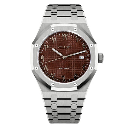 Royal Oak-style automatic watch, Velanti Milano Royal Veloak Arabic Brown, main product photo