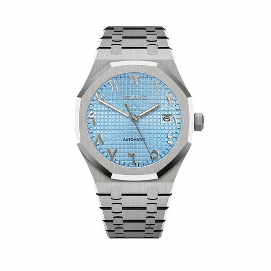 Royal Oak-style mod watch Ice Blue Arabic Velanti Milano Royal Veloak main product photo