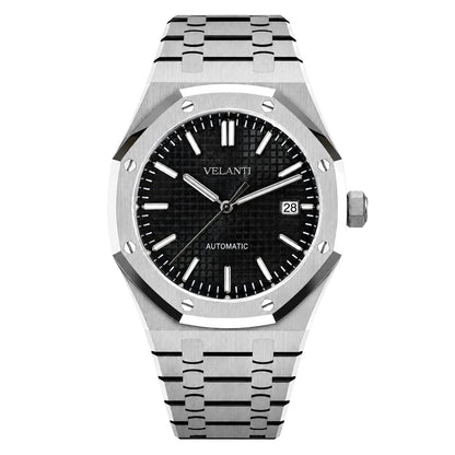 Royal Oak-style automatic watch, Velanti Milano Royal Veloak Black, main product photo