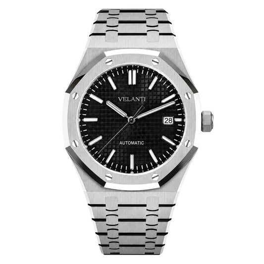 Royal Oak-style automatic watch, Velanti Milano Royal Veloak Black, main product photo