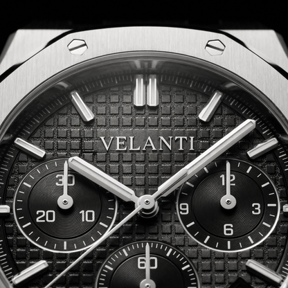 Royal Oak-style custom chronograph watch, Velanti Milano Royal Veloak Chrono Black, product photo 5