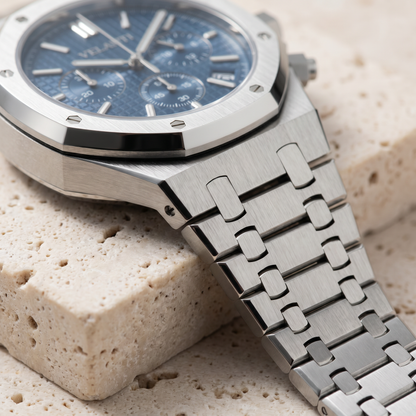 Royal Oak-style custom chronograph watch, Velanti Milano Royal Veloak Chrono Blue, product photo 7