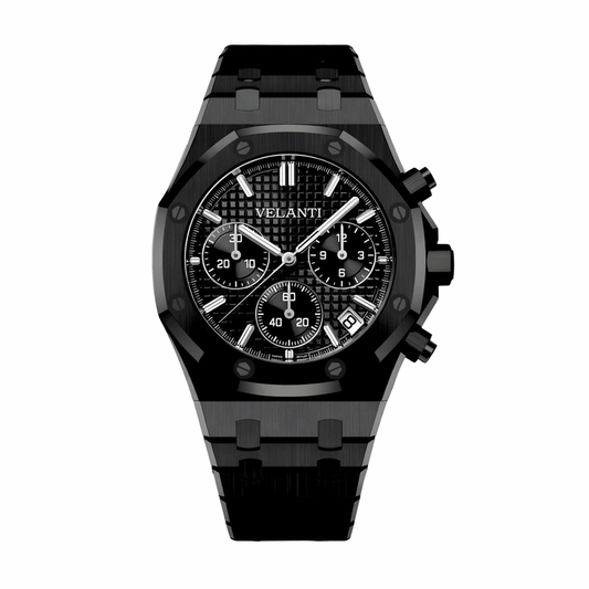 Royal Oak-style mod watch Triple Black Chrono Velanti Milano Royal Veloak main product photo