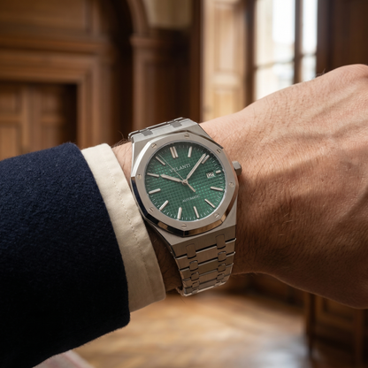 Royal Oak-style custom mod watch, Velanti Milano Royal Veloak Green, product photo 9
