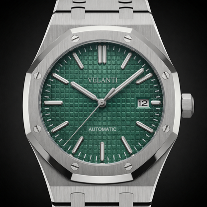 Royal Oak-style custom mod watch, Velanti Milano Royal Veloak Green, product photo 3