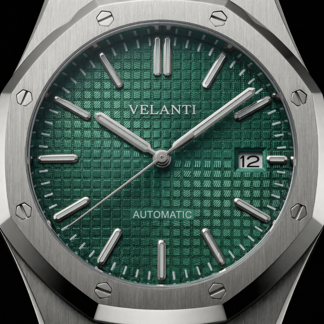 Royal Oak-style custom mod watch, Velanti Milano Royal Veloak Green, product photo 5