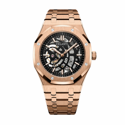 Royal Oak-style mod watch Rose Gold Skeleton Skeleton Velanti Milano Royal Veloak main product photo
