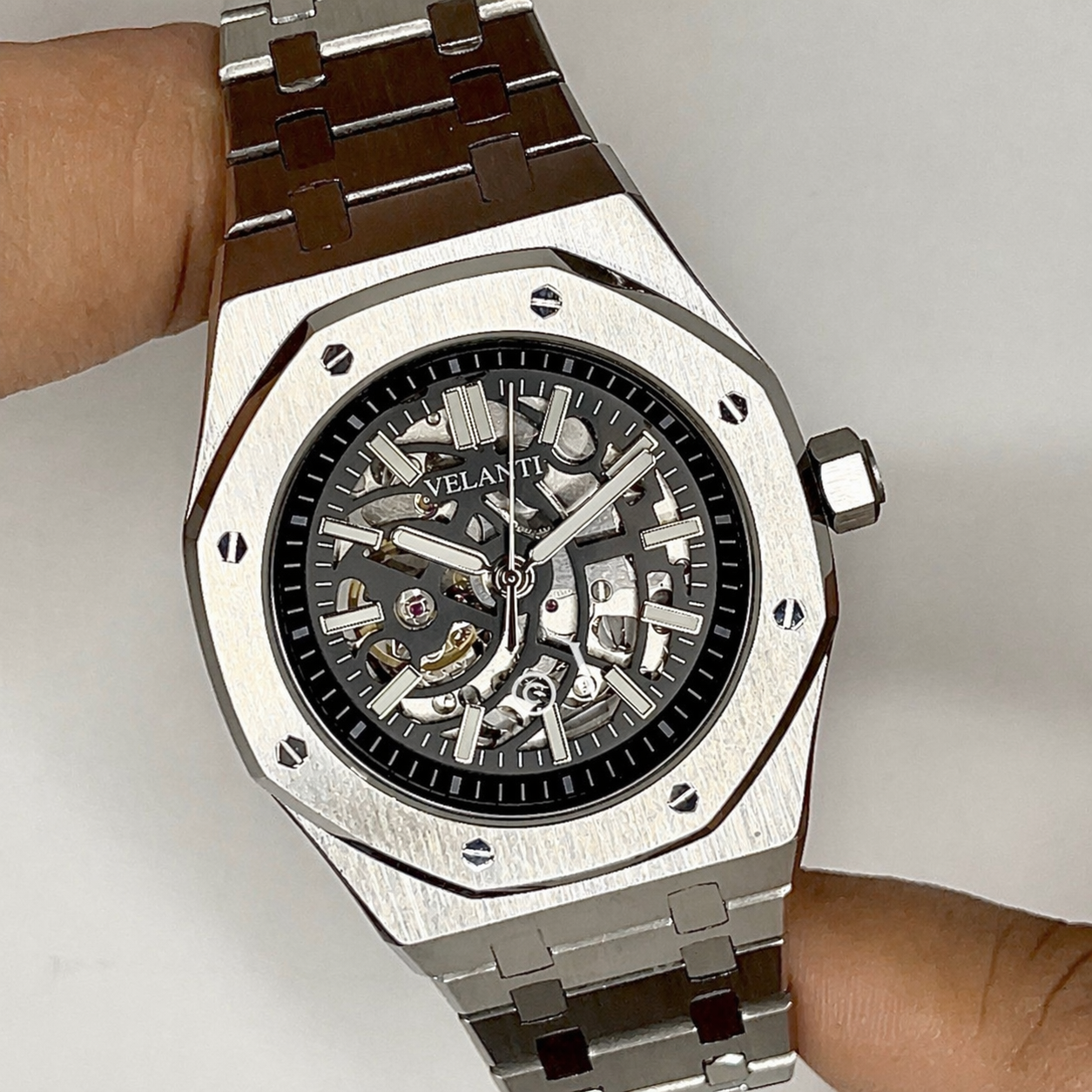 Royal Oak-style automatic watch, Velanti Milano Royal Veloak Skeleton, product photo 5