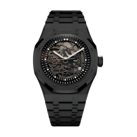 Royal Oak-style mod watch Full Black Skeleton Velanti Milano Royal Veloak main product photo