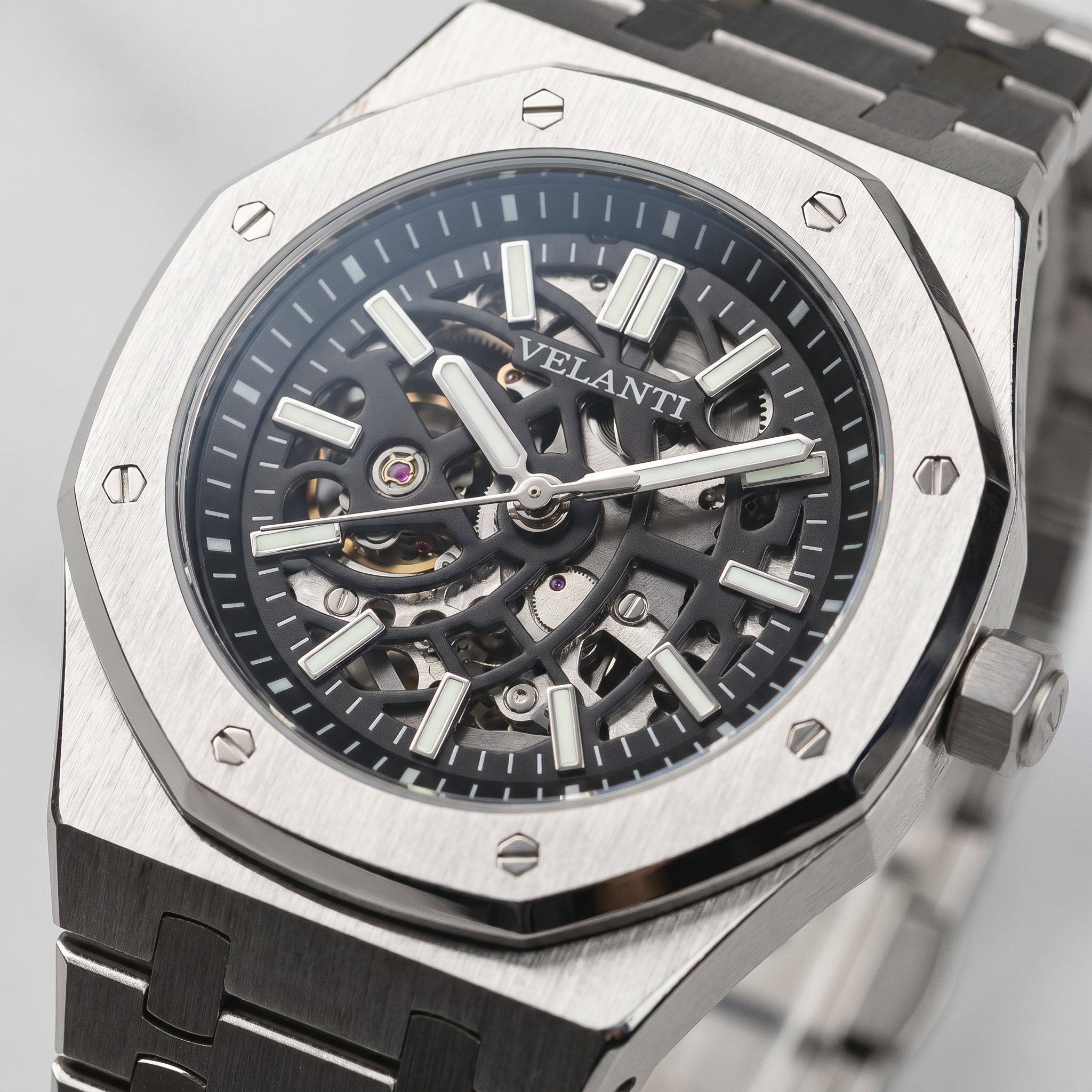 Royal Oak-style automatic watch, Velanti Milano Royal Veloak Skeleton, product photo 4