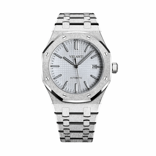 Royal Oak-style mod watch White Iced Out Velanti Milano Royal Veloak main product photo