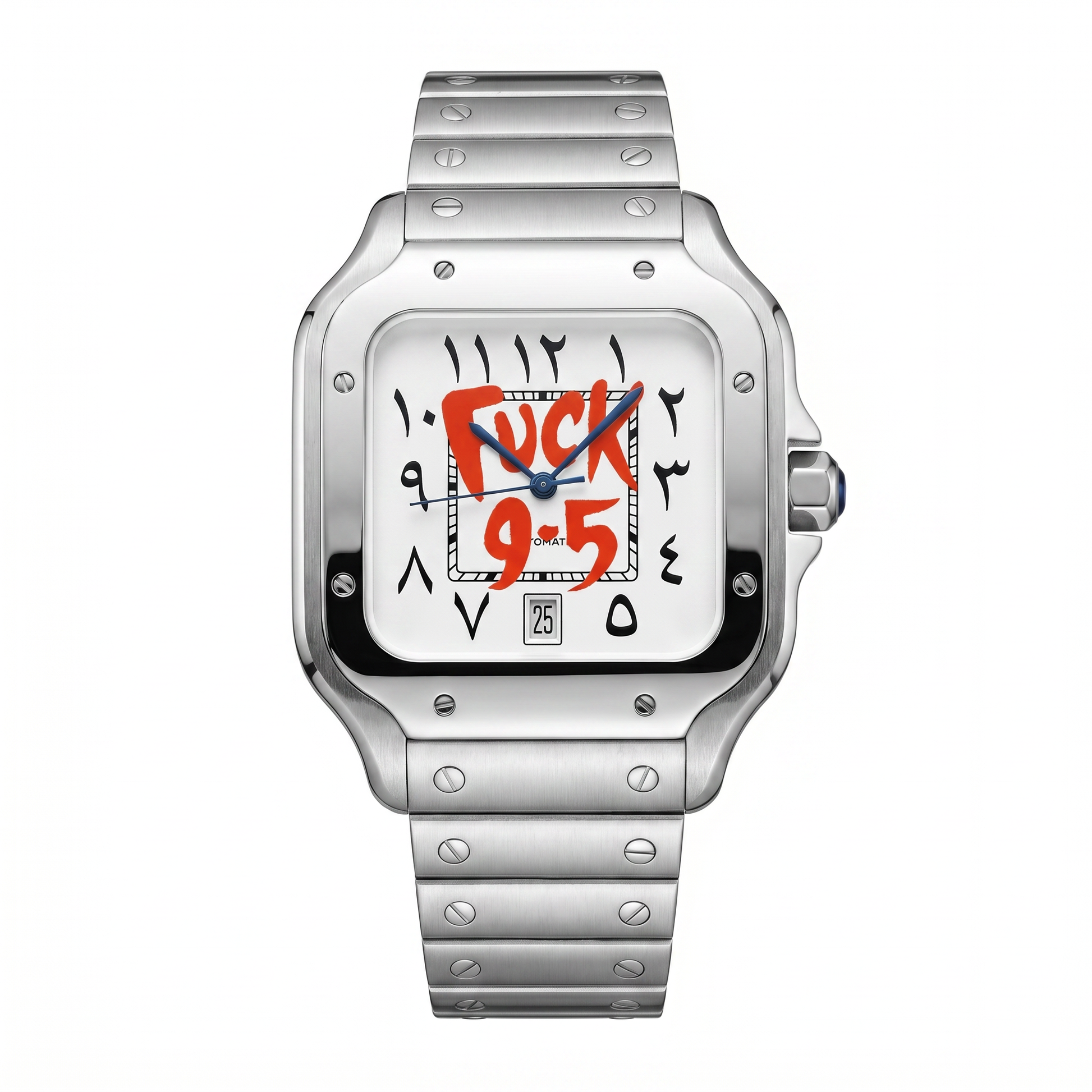 Santos-style custom mod watch, Velanti Milano Santvel Arabic Fck 9 To 5, main product photo