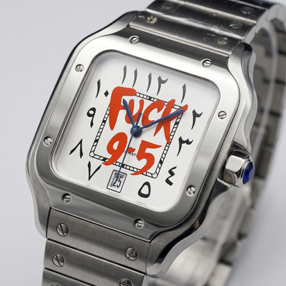 Santos-style custom mod watch, Velanti Milano Santvel Arabic Fck 9 To 5, product photo 3