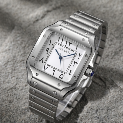 Santos-style automatic watch, Velanti Milano Santvel Arabic White, bracelet detail photo