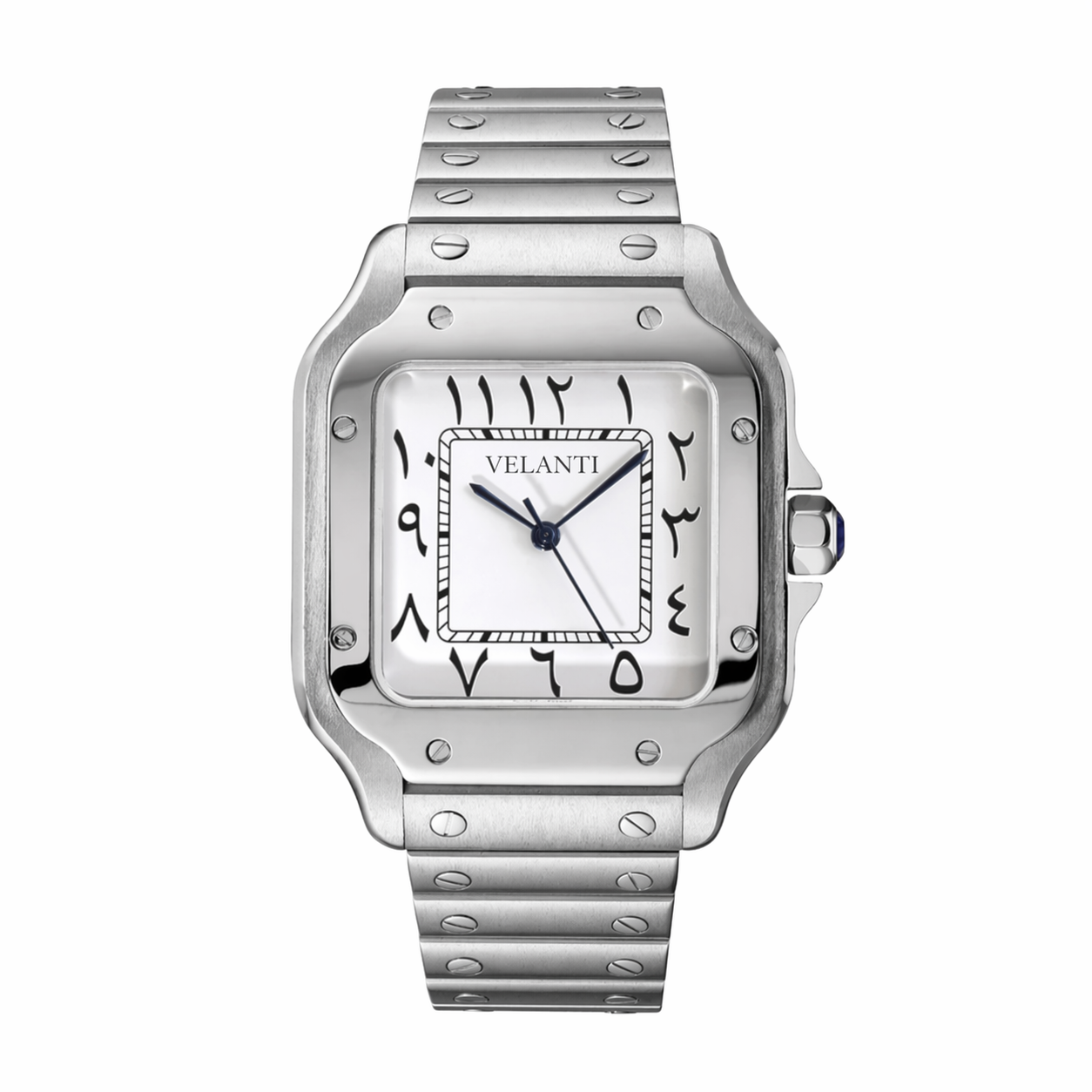 Santos-style mod watch White Arabic Velanti Milano Santvel main product photo