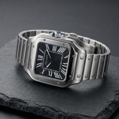 Santos-style automatic watch, Velanti Milano Santvel Black, bracelet detail photo
