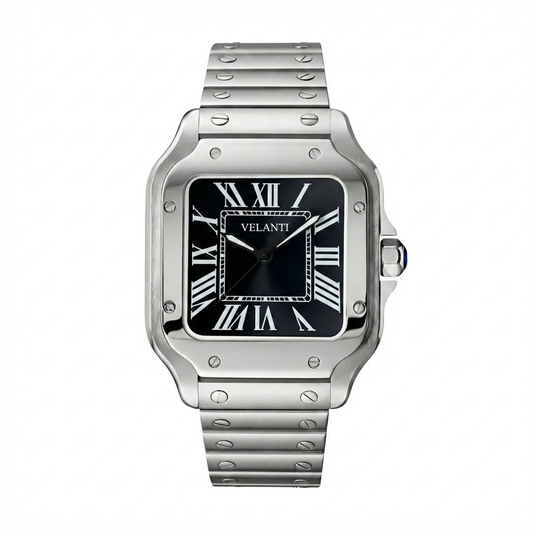 Santos-style mod watch Black Velanti Milano Santvel main product photo
