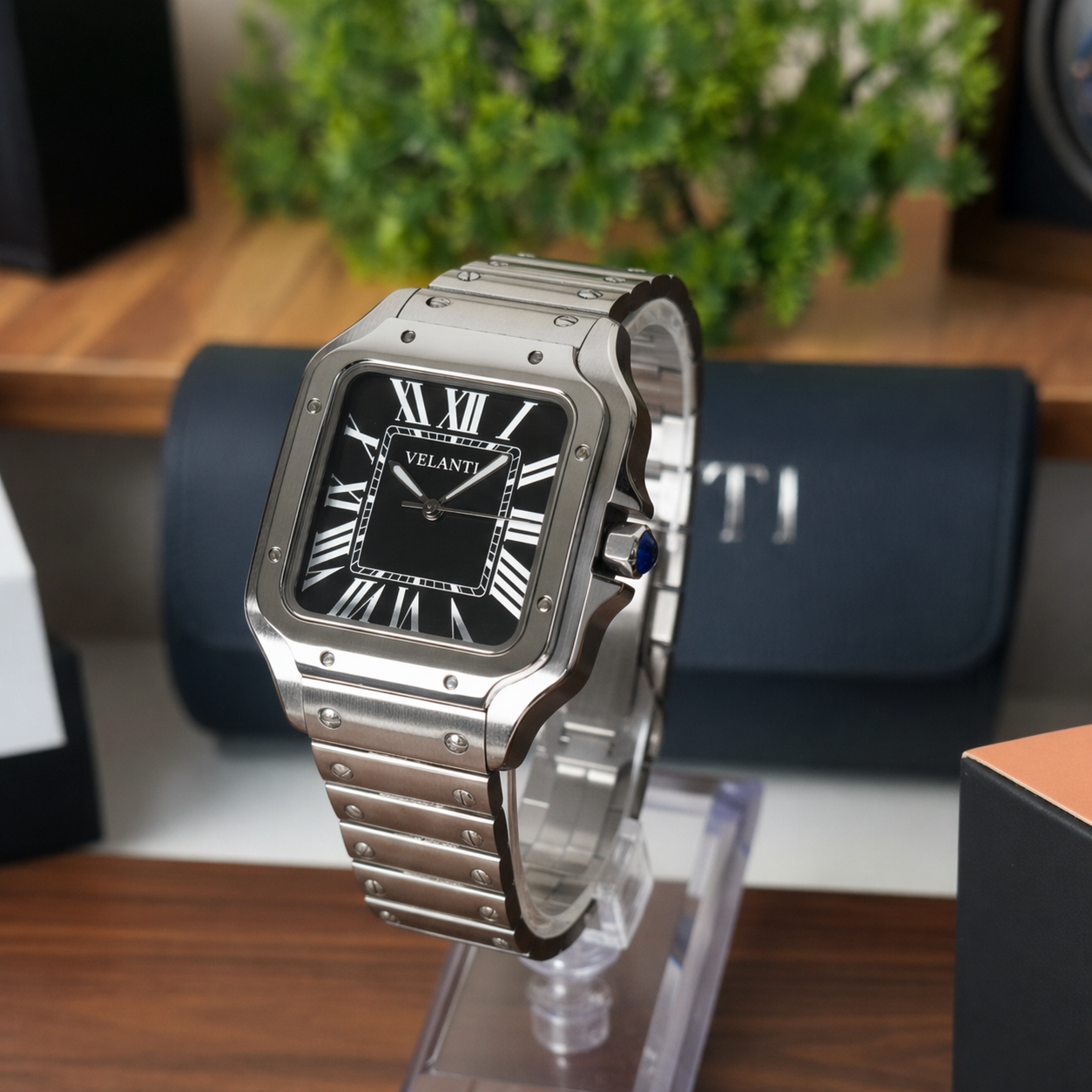Santos-style mod watch Black Velanti Milano Santvel product photo 4