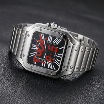 Santos-style custom automatic watch, Velanti Milano Santvel Black Fck 9 To 5, bracelet detail photo