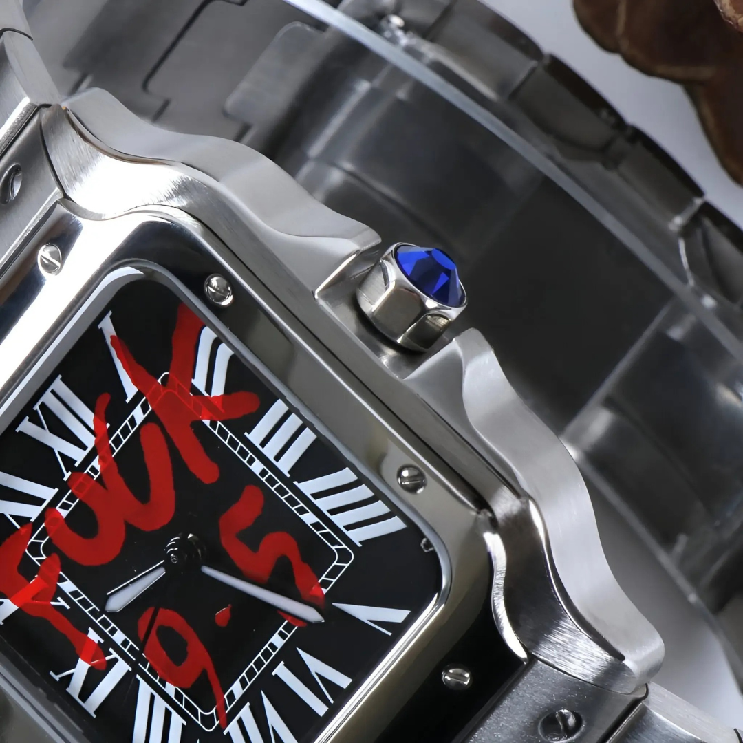Santos-style custom mod watch, Velanti Milano Santvel Black Fck 9 To 5, product photo 6
