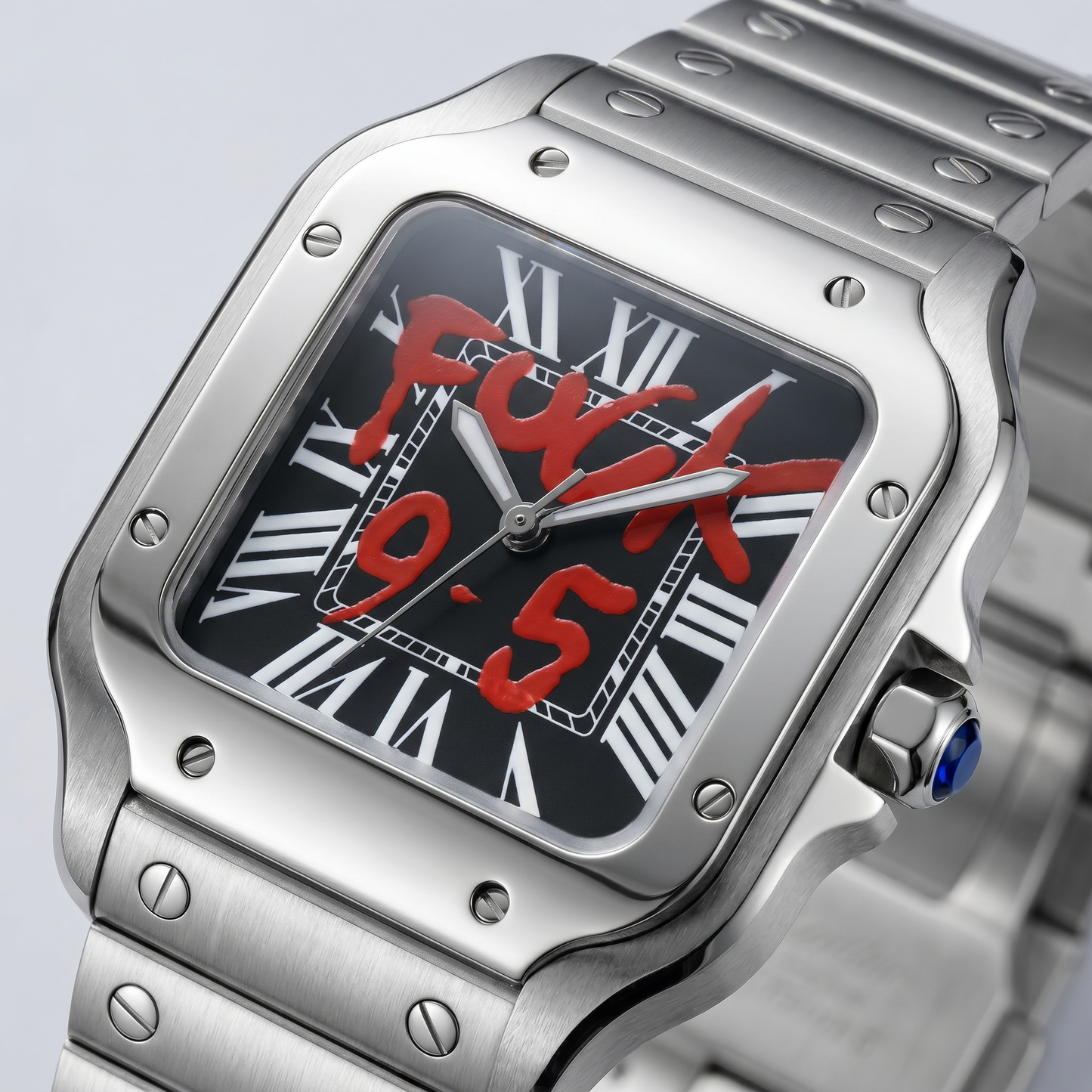 Santos-style custom mod watch, Velanti Milano Santvel Black Fck 9 To 5, product photo 2