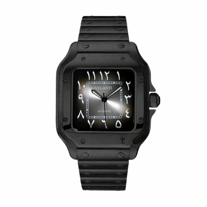 Santos-style mod watch Black Arabic Ghost Velanti Milano Santvel main product photo