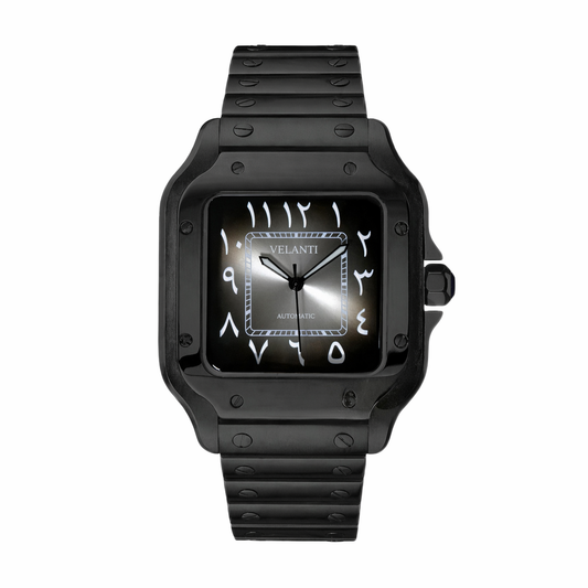 Santos-style mod watch Black Arabic Ghost Velanti Milano Santvel main product photo