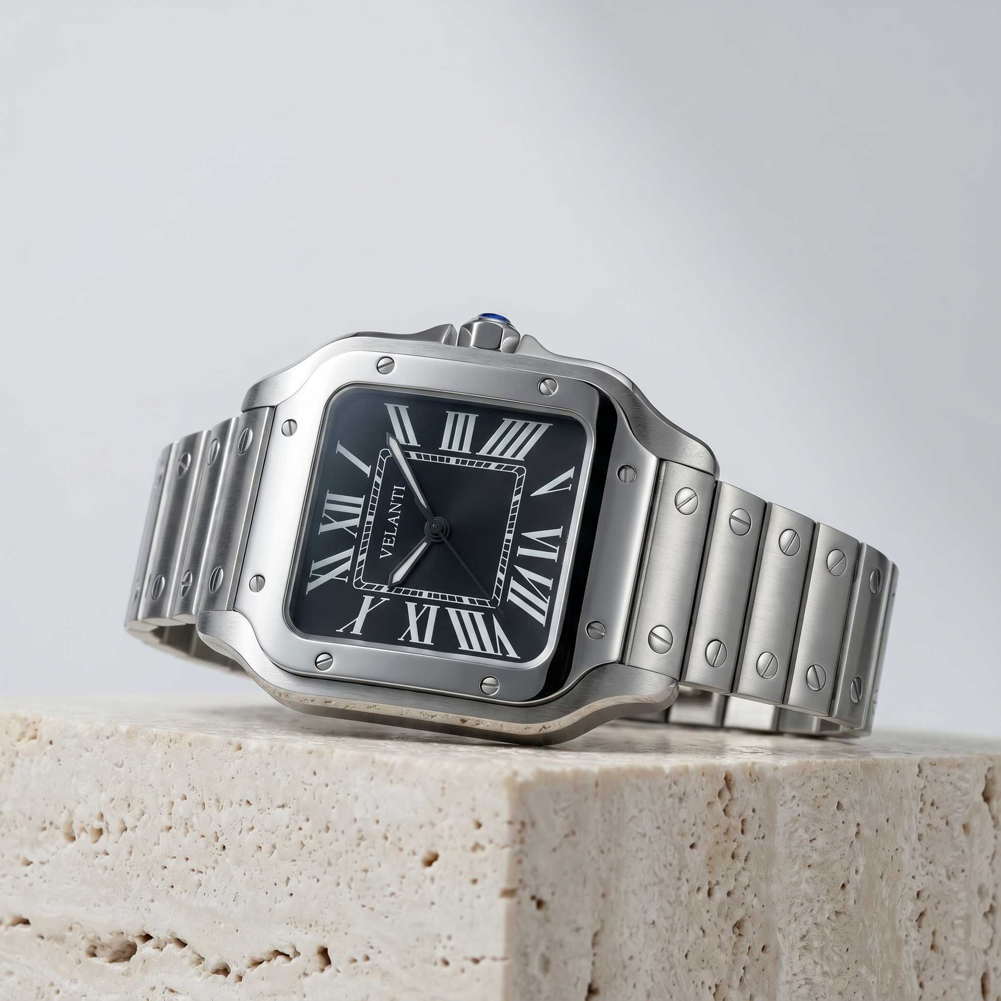 Santos-style mod watch Black Velanti Milano Santvel product photo 2