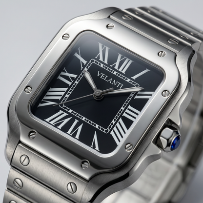 Santos-style mod watch Black Velanti Milano Santvel product photo 3