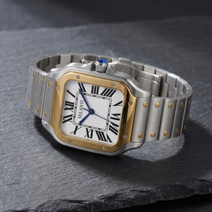 Santos-style automatic watch, Velanti Milano Santvel Gold Silver, bracelet detail photo