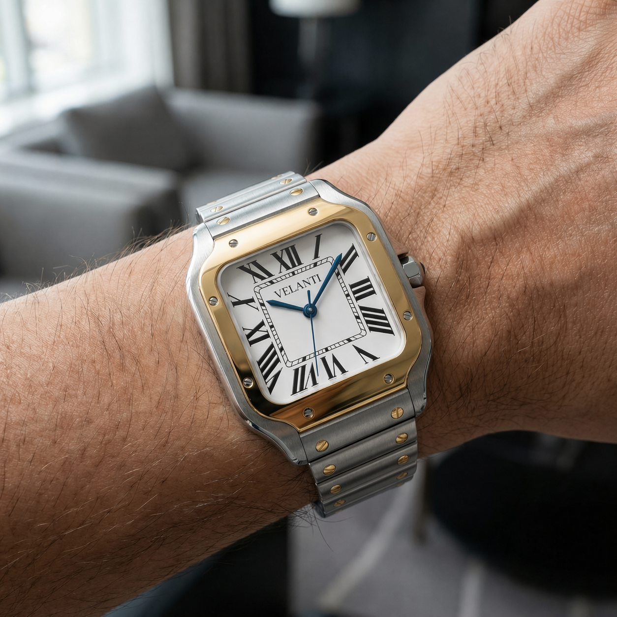 Santos-style mod watch Silver Velanti Milano Santvel product photo 2