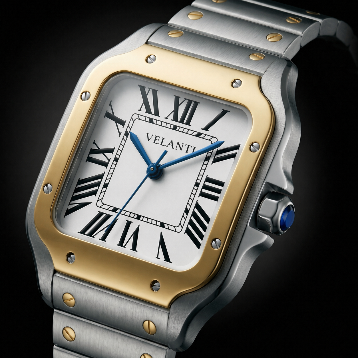 Santos-style mod watch Silver Velanti Milano Santvel product photo 6