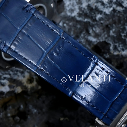 Santos-style custom mod watch, Velanti Milano Santvel White Blue Leather, product photo 3