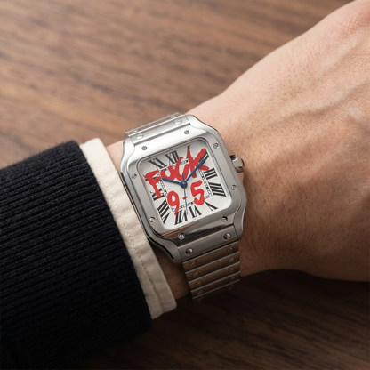 Santos-style custom mod watch, Velanti Milano Santvel White Fck 9 To 5, product photo 7