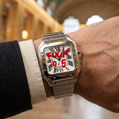Santos-style custom mod watch, Velanti Milano Santvel White Fck 9 To 5, product photo 10