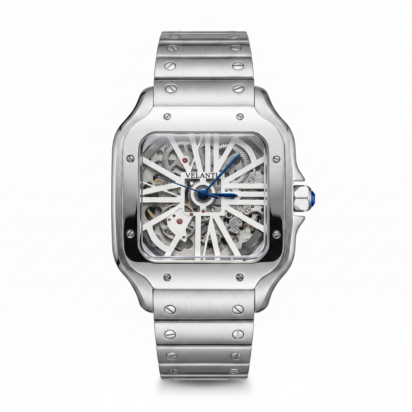 Santos-style mod watch White Skeleton Velanti Milano Santvel main product photo