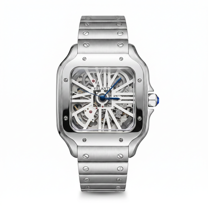 Santos-style mod watch White Skeleton Velanti Milano Santvel main product photo