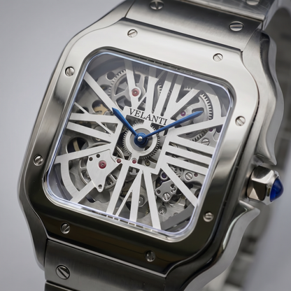 Santos-style mod watch White Skeleton Velanti Milano Santvel product photo 3