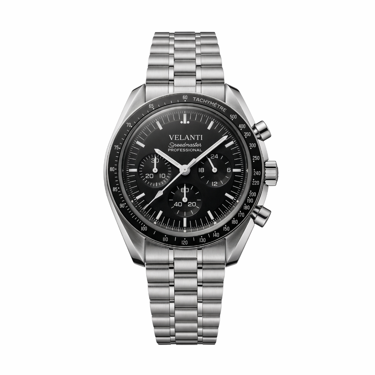 Speedmaster-style mod watch Black Velanti Milano Speedvel main product photo