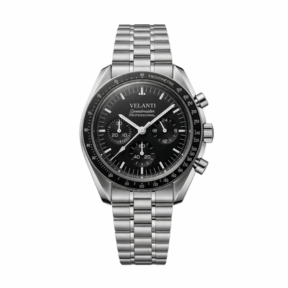Speedmaster-style mod watch Black Velanti Milano Speedvel main product photo