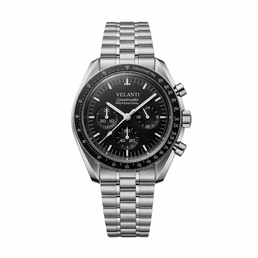 Speedmaster-style mod watch Black Velanti Milano Speedvel main product photo