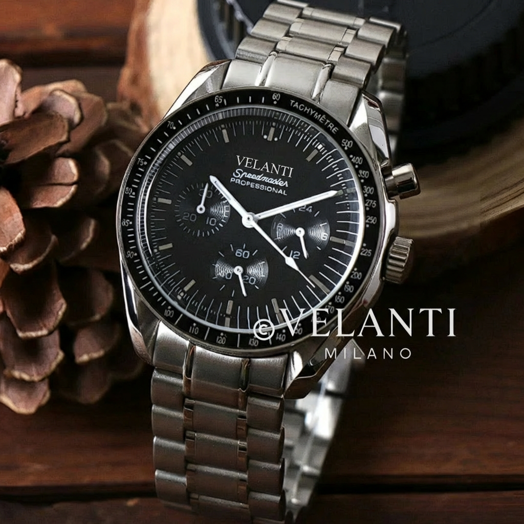 Speedmaster-style mod watch Black Velanti Milano Speedvel product photo 2