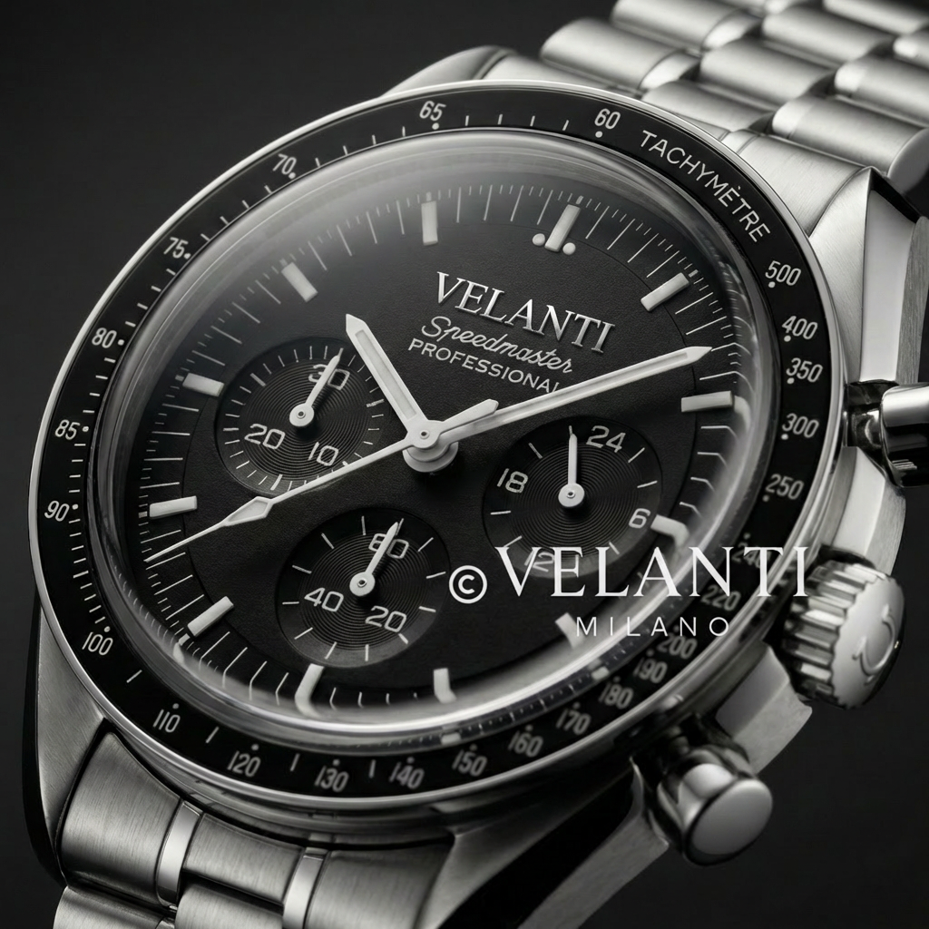 Speedmaster-style mod watch Black Velanti Milano Speedvel product photo 4