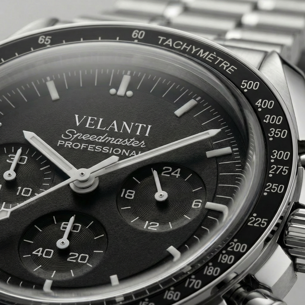 Speedmaster-style mod watch Black Velanti Milano Speedvel product photo 6