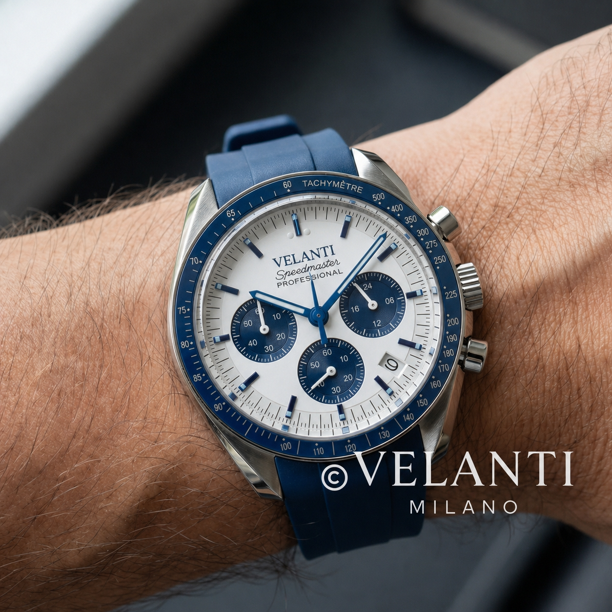 Speedmaster-style mod watch Blue Snoopy Velanti Milano Speedvel product photo 2