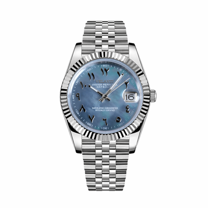 Datejust-style automatic watch, Velanti Milano Veljust Arabic Cosmos, main product photo