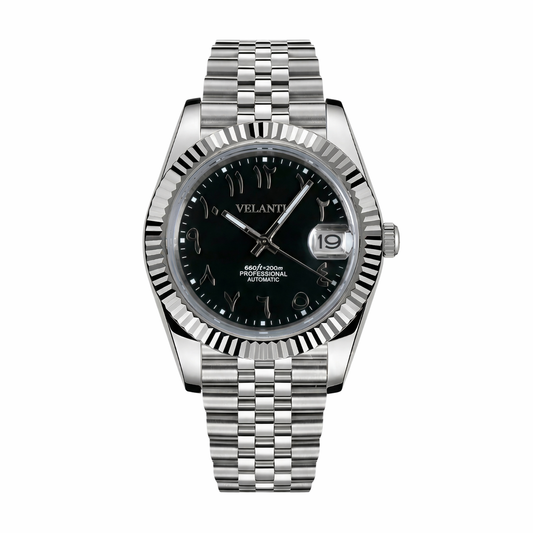 Velanti Milano Datejust Black Arabic — luxury automatic watch