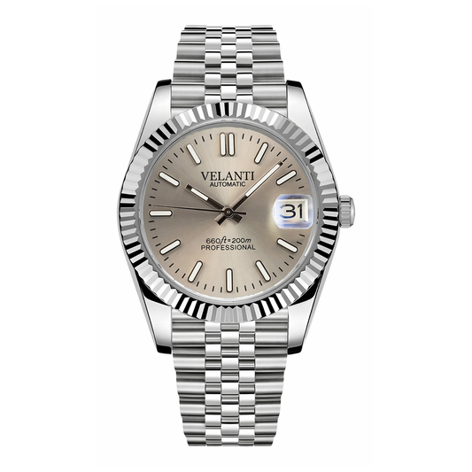 Datejust-style automatic watch, Velanti Milano Veljust Champagne, main product photo