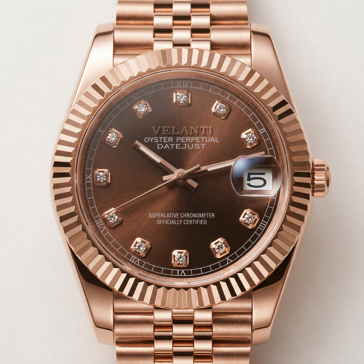Velanti Milano Datejust Chocolate Crystals Rose Gold — view 3