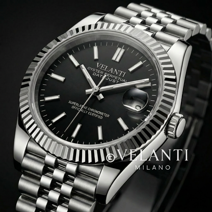 Datejust-style automatic watch, Velanti Milano Veljust Classic Black, product photo 4